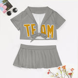 Custom Gray Yellow Cheerleading Uniform Set