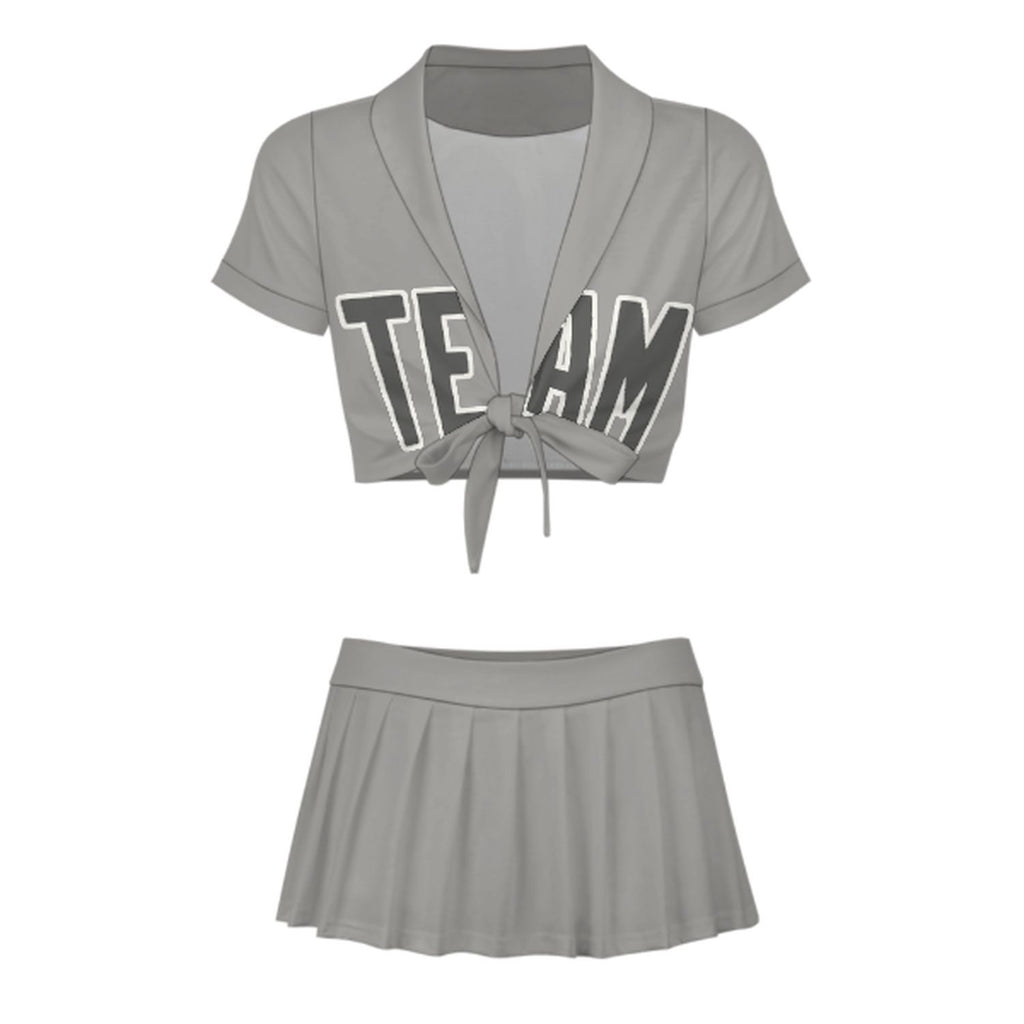 Custom Gray Dark Grey Cheerleading Uniform Set