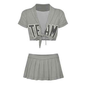 Custom Gray Dark Grey Cheerleading Uniform Set