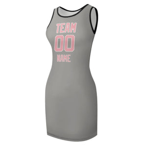 Custom Gray Light Pink Sleeveless Vest Dress