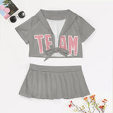 Custom Gray Light Pink Cheerleading Uniform Set