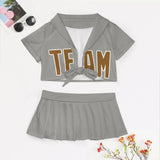 Custom Gray Khaki Cheerleading Uniform Set