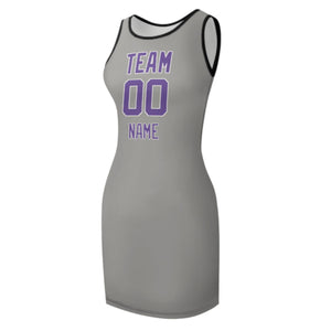 Custom Gray Light Purple Sleeveless Vest Dress