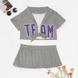 Custom Gray Light Purple Cheerleading Uniform Set