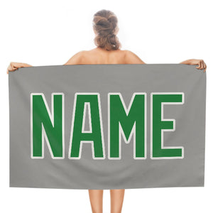 Custom Gray Emerald Green Beach Towel