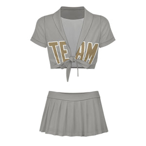 Custom Gray Light Khaki Cheerleading Uniform Set