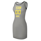 Custom Gray Light Yellow Sleeveless Vest Dress