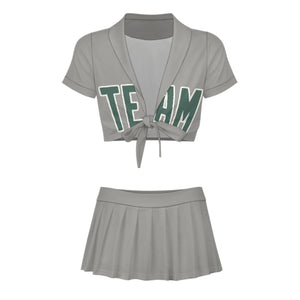 Custom Gray Blue Green Cheerleading Uniform Set