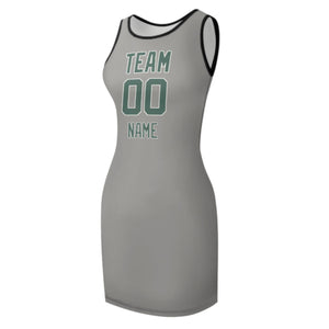 Custom Gray Blue Green Sleeveless Vest Dress