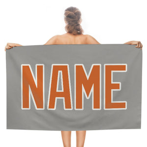 Custom Gray Orange Beach Towel