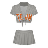 Custom Gray Orange Cheerleading Uniform Set
