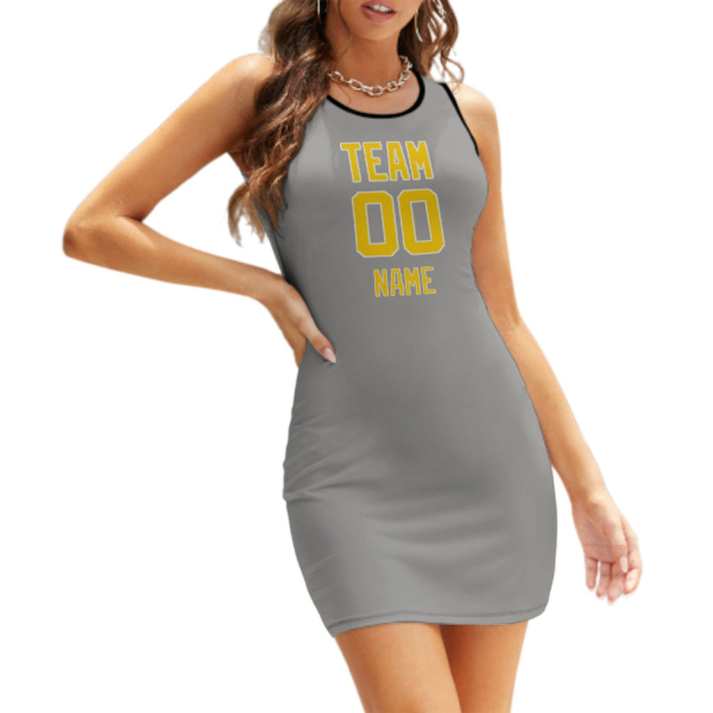 Custom Gray Gold Sleeveless Vest Dress