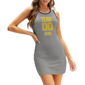 Custom Gray Gold Sleeveless Vest Dress