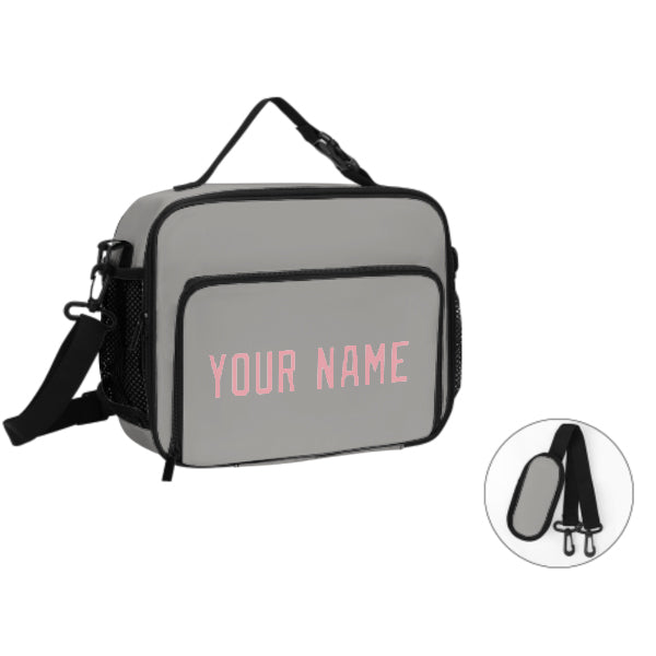 Custom Gray Light Pink Lunch Bag