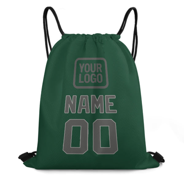 Custom Green Dark Grey Drawstring Bag