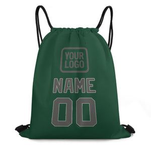 Custom Green Dark Grey Drawstring Bag