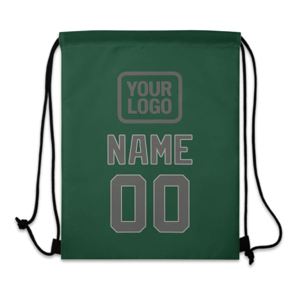 Custom Green Dark Grey Drawstring Bag