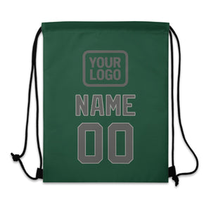 Custom Green Dark Grey Drawstring Bag