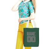 Custom Green Dark Grey Canvas Tote Bag