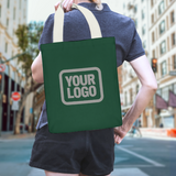 Custom Green Dark Grey Canvas Tote Bag
