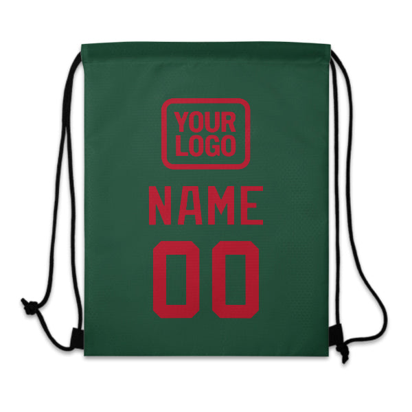 Custom Green Red Drawstring Bag