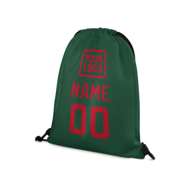 Custom Green Red Drawstring Bag