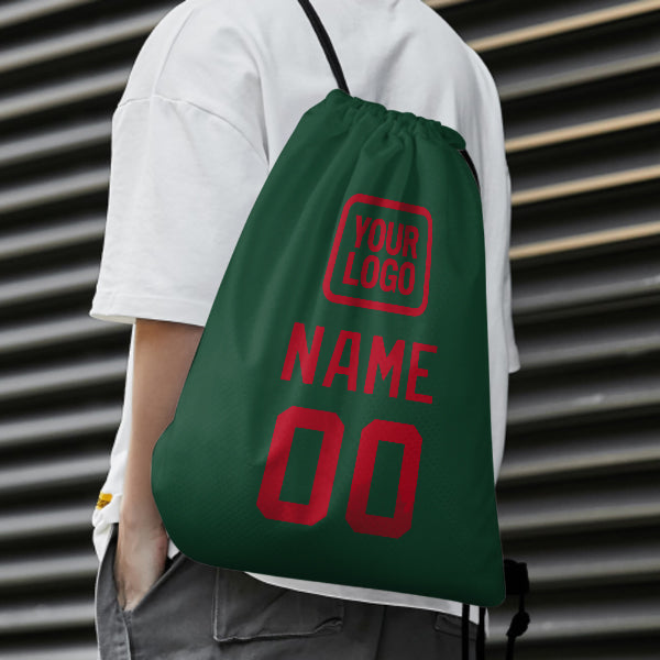 Custom Green Red Drawstring Bag