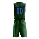 Custom Green Light Blue Basketball Set