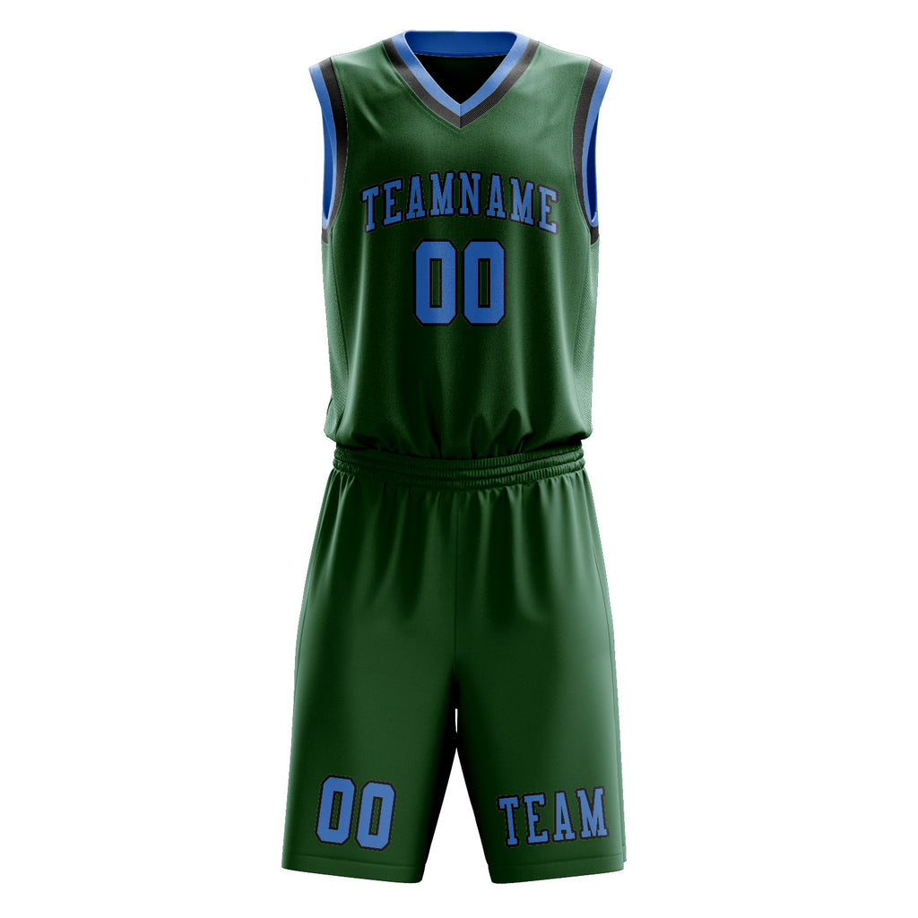 Custom Green Light Blue Basketball Set