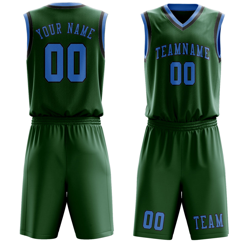 Custom Green Light Blue Basketball Set