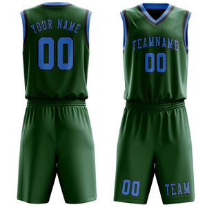 Custom Green Light Blue Basketball Set