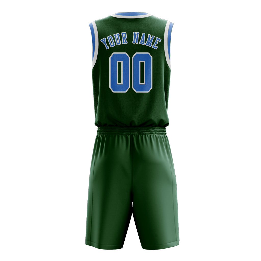 Custom Green Light Blue Basketball Set