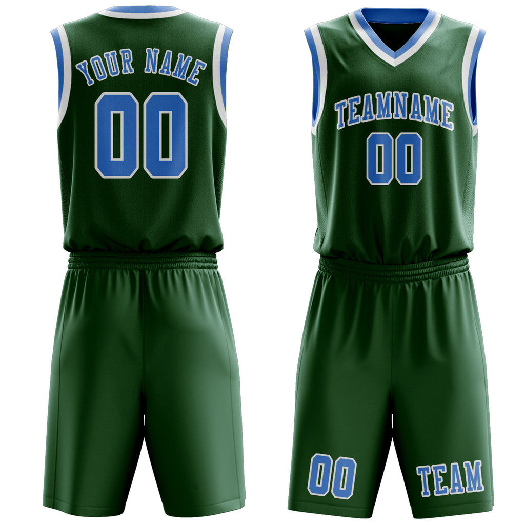 Custom Green Light Blue Basketball Set
