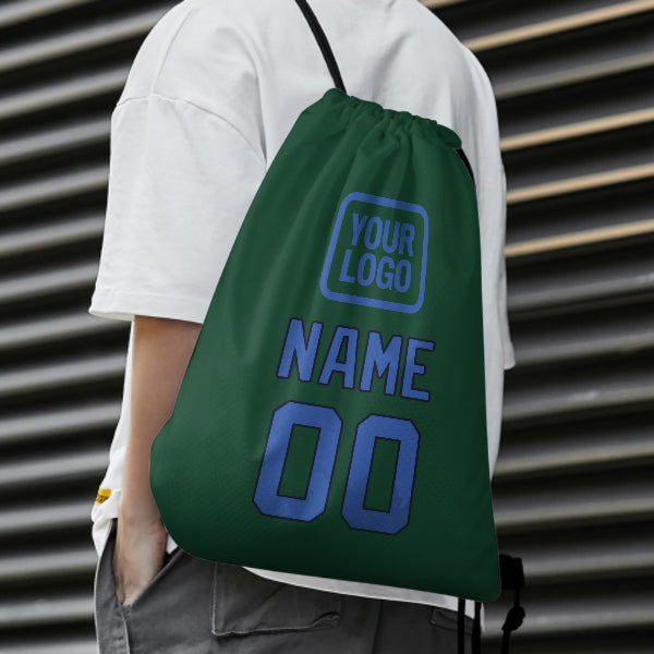 Custom Green Sky Blue Drawstring Bag