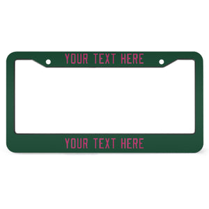 Custom Green Pink License Plate Frame