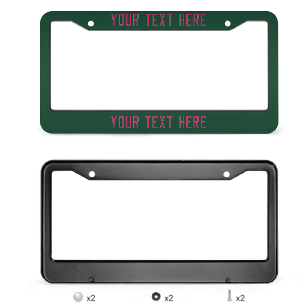 Custom Green Pink License Plate Frame