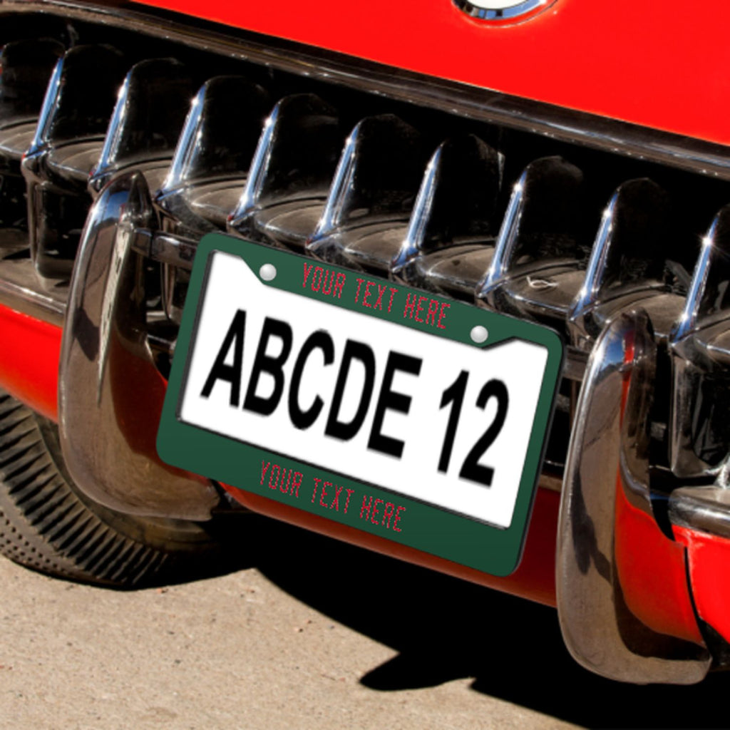 Custom Green Red License Plate Frame