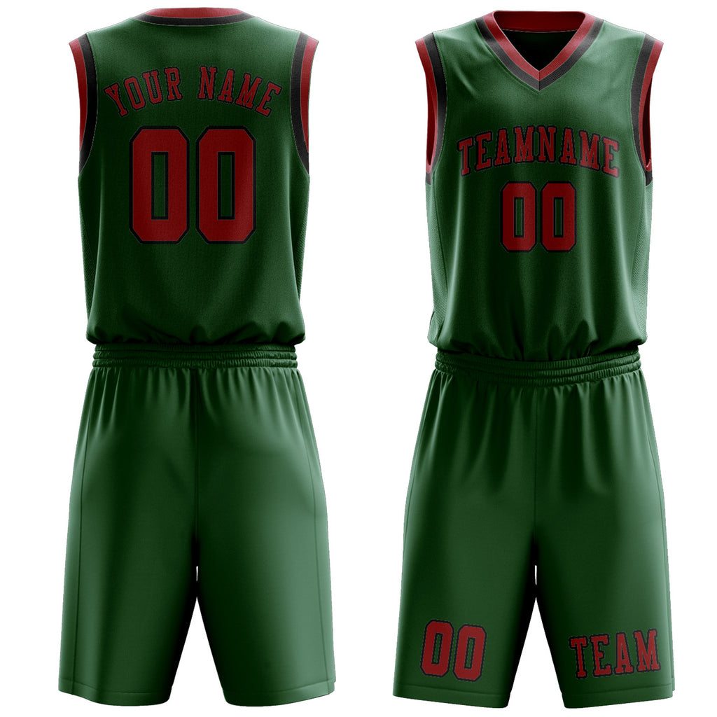 Custom Green Red Basketball Set