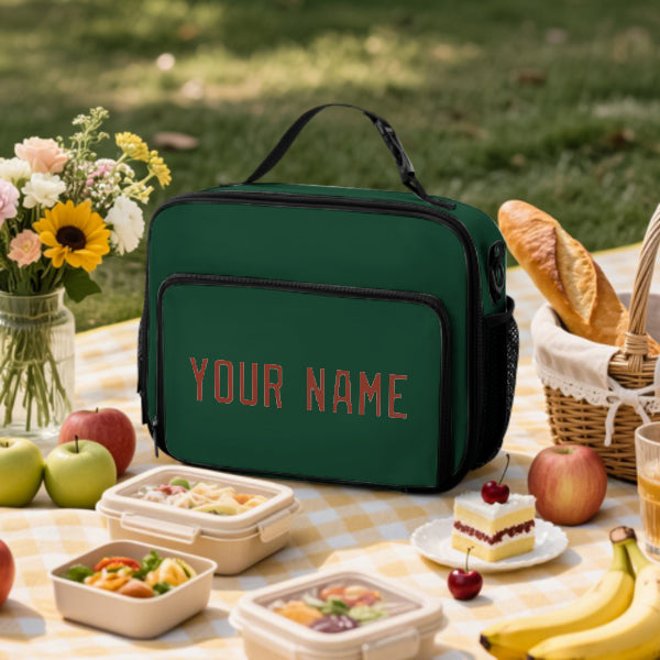 Custom Green Coral Red Lunch Bag