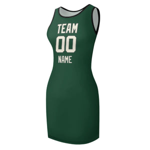 Custom Green Cream Sleeveless Vest Dress