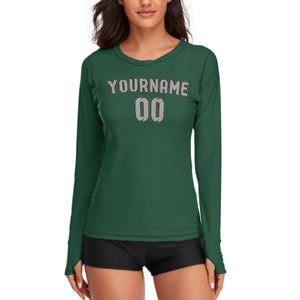 Custom Green Gray Women's Long-Sleeve Shirt