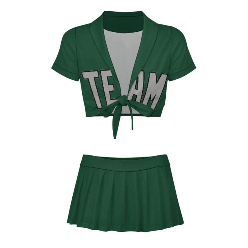 Custom Green Gray Cheerleading Uniform Set