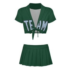 Custom Green Light Blue Cheerleading Uniform Set