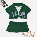 Custom Green Light Blue Cheerleading Uniform Set