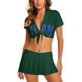 Custom Green Sky Blue Cheerleading Uniform Set