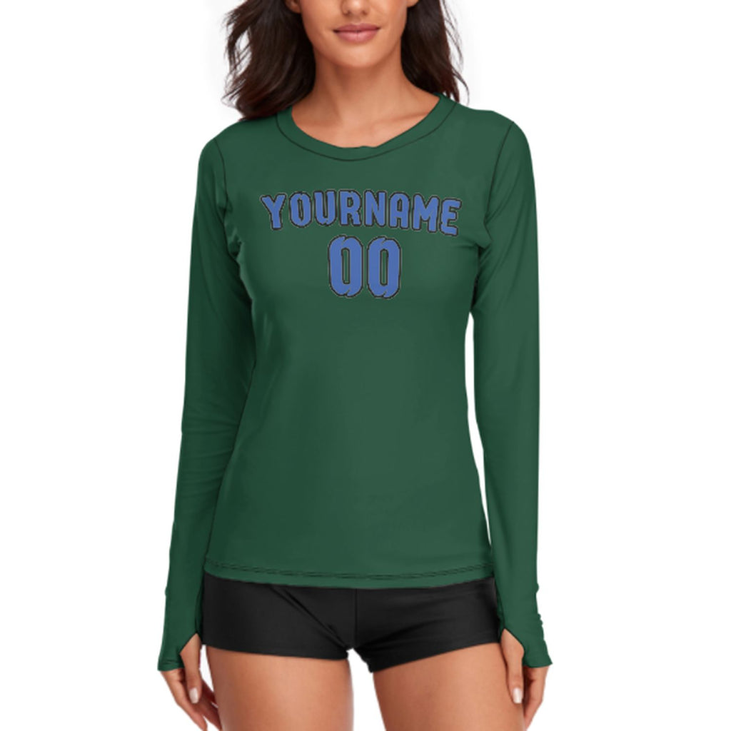 Custom Green Sky Blue Women's Long-Sleeve Shirt