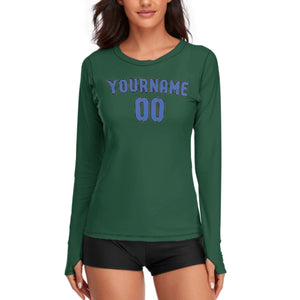 Custom Green Sky Blue Women's Long-Sleeve Shirt