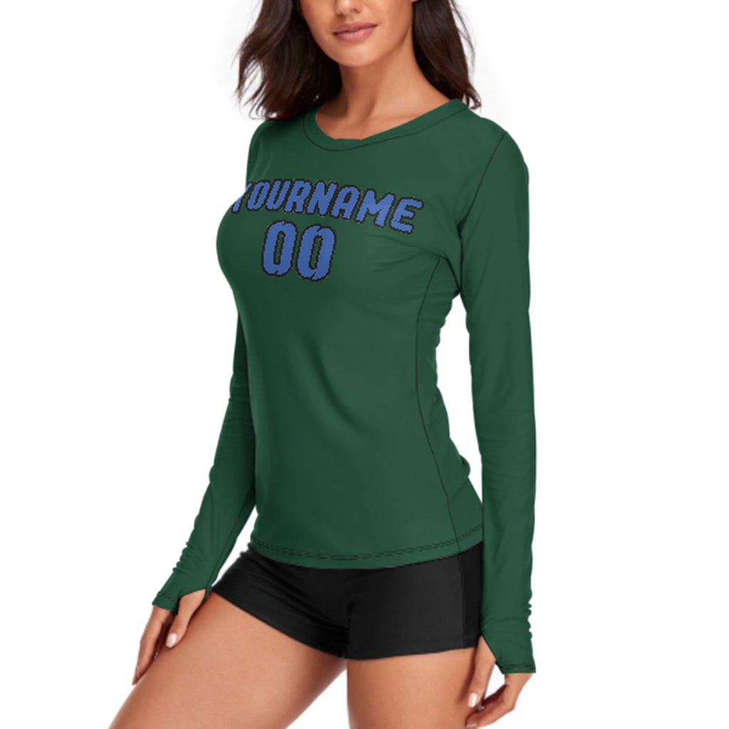 Custom Green Sky Blue Women's Long-Sleeve Shirt