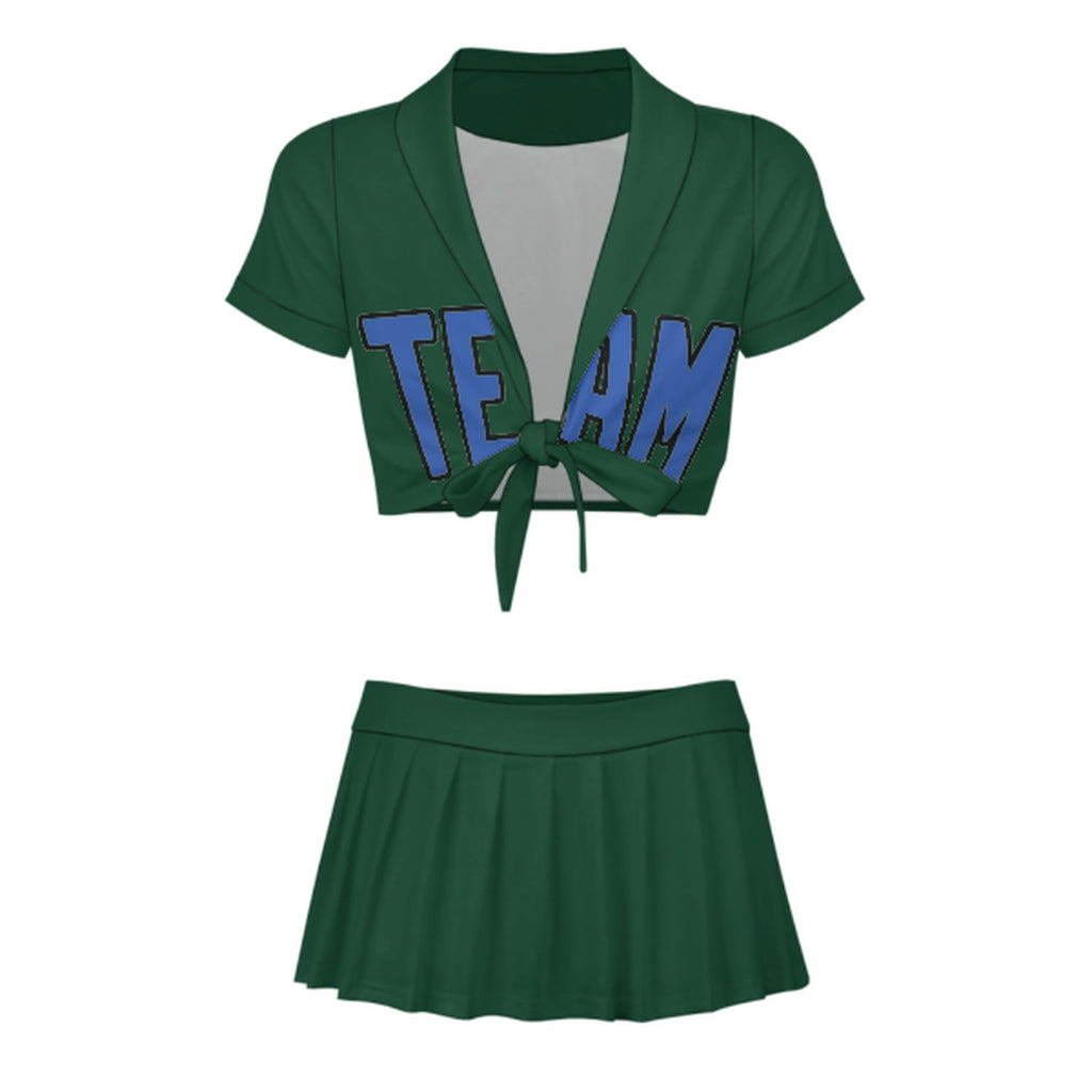Custom Green Sky Blue Cheerleading Uniform Set