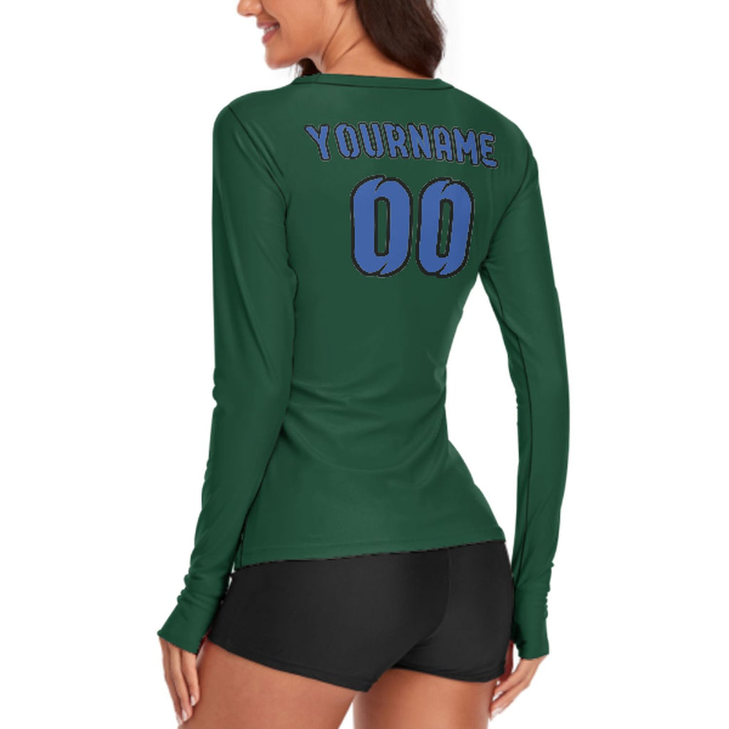 Custom Green Sky Blue Women's Long-Sleeve Shirt